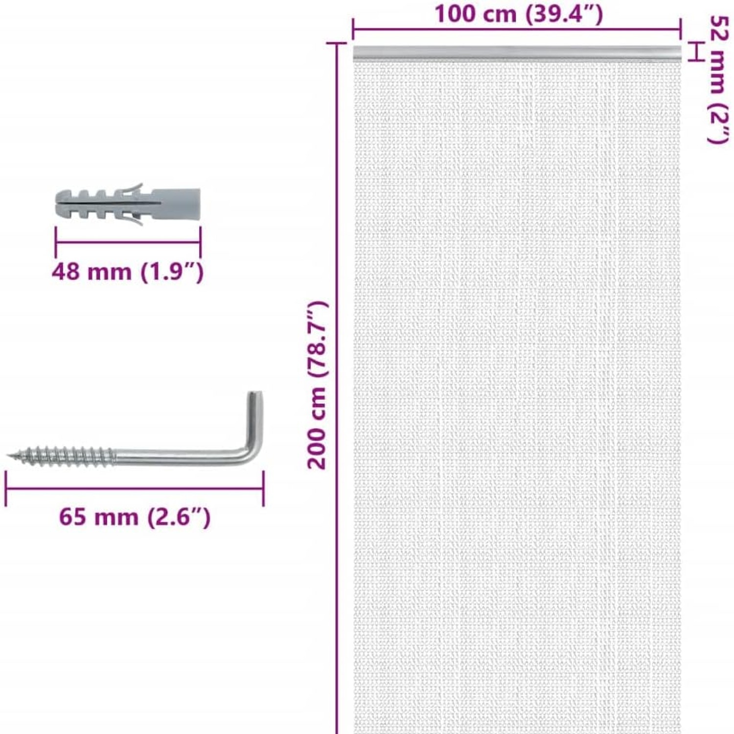 Aluminum Chain Door Fly Screen 39" x 79" (Silver), detail view