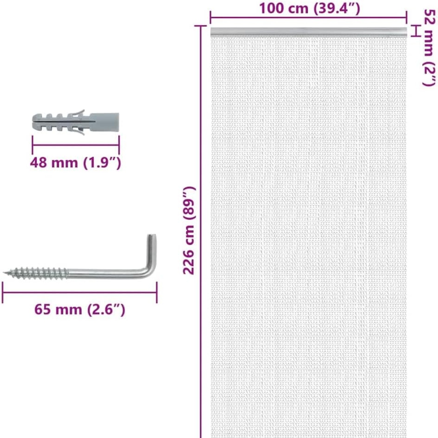 Aluminum Chain Door Fly Screen 39 x 89, detail view